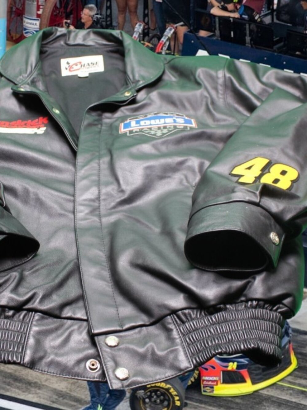 NASCAR Jimmie Johnson Black Leather Team Lowe's Hendrick 48 Jacket Med